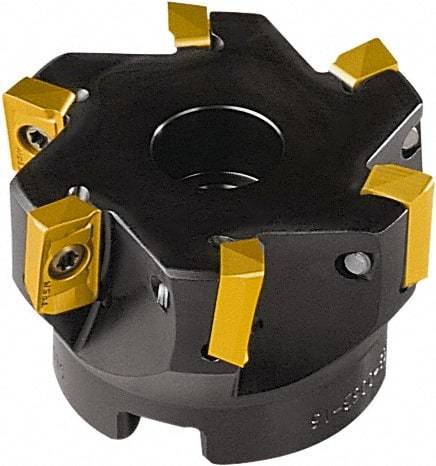 Seco - 5 Inserts, 50mm Cut Diam, 22mm Arbor Diam, 15mm Max Depth of Cut, Indexable Square-Shoulder Face Mill - 90° Lead Angle, 40mm High, AP.. 1604 Insert Compatibility - Caliber Tooling