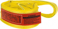 Lift-All - 3' Long x 3" Wide, 8,600 Lb Vertical Capacity, 2 Ply, Polyester Web Sling - 6,900 Lb Choker Capacity, Yellow - Caliber Tooling