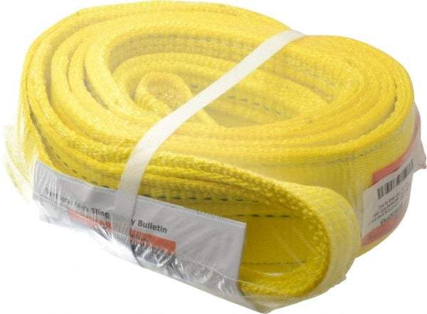 Lift-All - 8' Long x 3" Wide, 8,600 Lb Vertical Capacity, 2 Ply, Polyester Web Sling - 6,900 Lb Choker Capacity, Yellow - Caliber Tooling