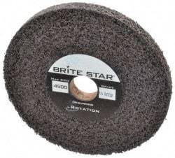 Brite Star - 6" Diam, 1/2" Face Width, 1" Center Hole, Medium Grade, Aluminum Oxide Deburring Wheel - Convolute, Hard Density 8 Grade, 4,500 RPM - Caliber Tooling