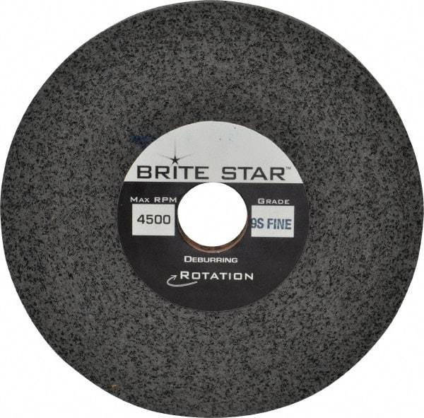 Brite Star - 6" Diam, 1/2" Face Width, 1" Center Hole, Fine Grade, Silicon Carbide Deburring Wheel - Convolute, Extra Hard Density 9 Grade, 4,500 RPM - Caliber Tooling