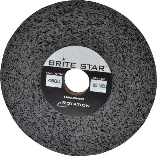 Brite Star - 6" Diam, 1/2" Face Width, 1" Center Hole, Medium Grade, Silicon Carbide Deburring Wheel - Convolute, Hard Density 8 Grade, 4,500 RPM - Caliber Tooling