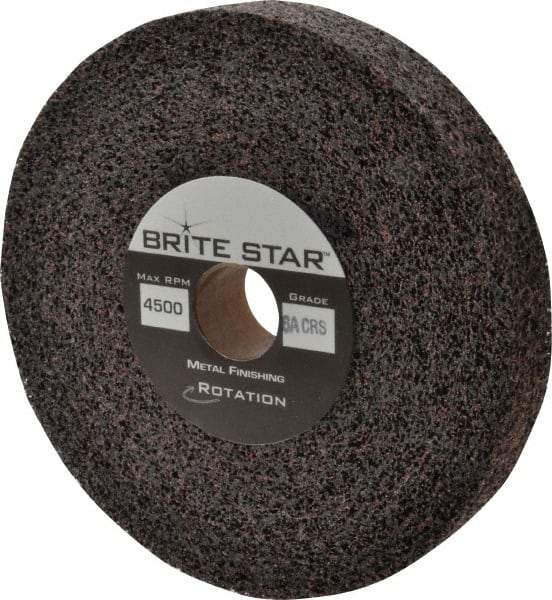 Brite Star - 6" Diam, 1" Face Width, 1" Center Hole, Coarse Grade, Aluminum Oxide Deburring Wheel - Convolute, Medium Density 6 Grade, 6,000 RPM - Caliber Tooling