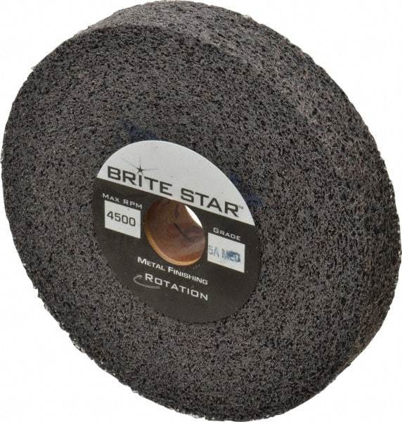 Brite Star - 6" Diam, 1" Face Width, 1" Center Hole, Medium Grade, Aluminum Oxide Deburring Wheel - Convolute, Soft Density 5 Grade, 6,000 RPM - Caliber Tooling