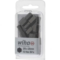 Wiha - 3/8" Hex Screwdriver Bit - 1/4" Drive, 1" OAL - Caliber Tooling