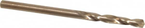 Chicago-Latrobe - #34 135° Spiral Flute Cobalt Screw Machine Drill Bit - Oxide/Gold Finish, Right Hand Cut, 7/8" Flute Length, 1-7/8" OAL, Split Point, Straight Shank - Caliber Tooling