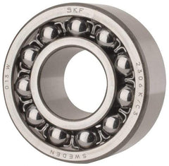 SKF - 30mm Bore Diam, 72mm OD, Open Self Aligning Radial Ball Bearing - 27mm Wide, 2 Rows, Round Bore, 1,980 Lb Static Capacity, 7,010 Lb Dynamic Capacity - Caliber Tooling