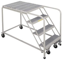 PW Platforms - 40" 4 Step Platform - Rolling Work Platform, 500 Lb Capacity, 40" Platform Height, 32" Base Width x 53" Base Depth, Perforated Tread - Caliber Tooling