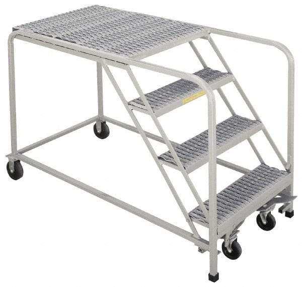 PW Platforms - 30" 4 Step Platform - Rolling Work Platform, 500 Lb Capacity, 40" Platform Height, 26" Base Width x 53" Base Depth, Perforated Tread - Caliber Tooling