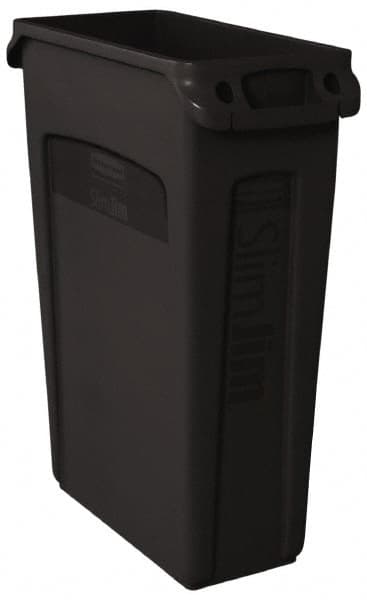 Rubbermaid - 23 Gal Black Rectangle Trash Can - Polyethylene, 30" High x 22" Long x 11" Wide - Caliber Tooling