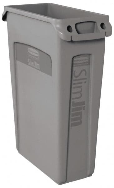 Rubbermaid - 23 Gal Gray Rectangle Trash Can - Polyethylene, 30" High x 22" Long x 11" Wide - Caliber Tooling