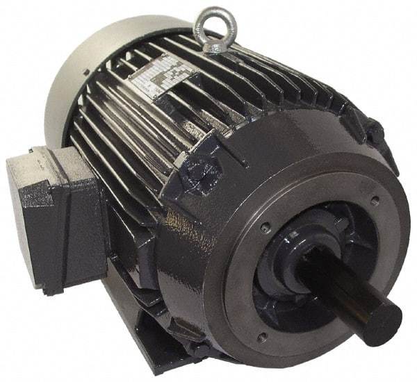 US Motors - 5 hp, TEFC Enclosure, No Thermal Protection, 3,500 RPM, 208-230/460 Volt, 60 Hz, Three Phase Energy Efficient Motor - Size 184 Frame, Rigid Mount, 1 Speed, Ball Bearings, 13.4-12.4/6.2 Full Load Amps, F Class Insulation, CCW Lead End - Caliber Tooling