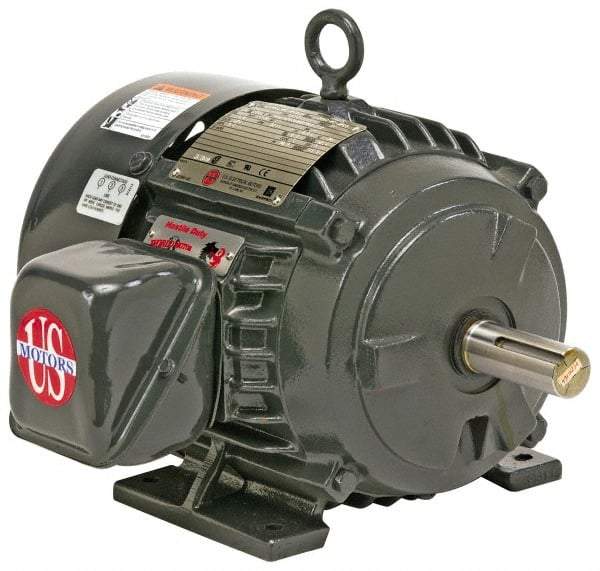 US Motors - 1.5 hp, TEFC Enclosure, No Thermal Protection, 1,175 RPM, 230/460 Volt, 60 Hz, Three Phase Premium Efficient Motor - Size 182 Frame, Rigid Mount, 1 Speed, Ball Bearings, 5/2.5 Full Load Amps, F Class Insulation, Reversible - Caliber Tooling