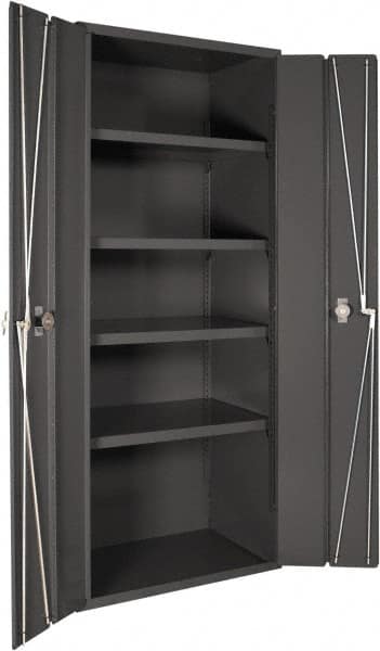 Durham - 4 Shelf Locking Storage Cabinet - Steel, 36" Wide x 24" Deep x 84" High, Gray - Caliber Tooling