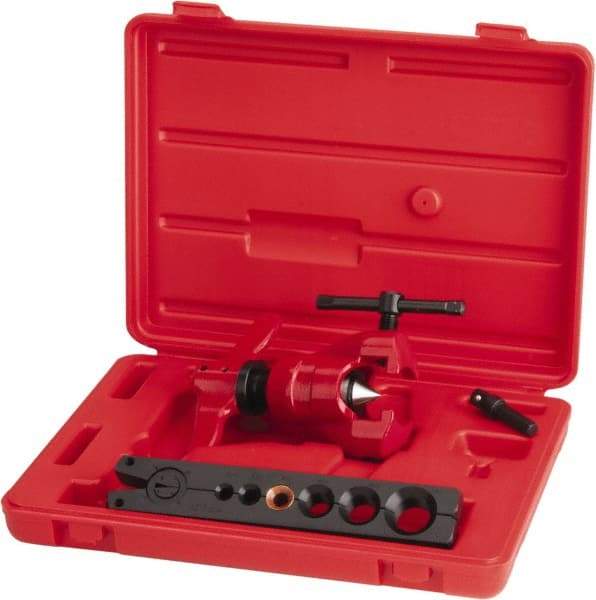 Value Collection - 3/16 to 5/8" Pipe Capacity, Flaring Tool Kit - 6 Pieces, Cuts Copper - Caliber Tooling