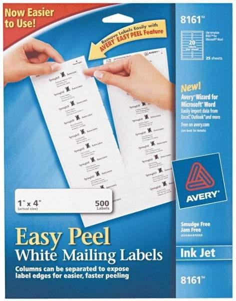 AVERY - 1" Wide x 4" Long, White Paper Shipping Label - For Inkjet Printers - Caliber Tooling