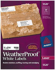 AVERY - 1" Wide x 2-5/8" Long, White Polyester Shipping Label - For Laser Printers - Caliber Tooling