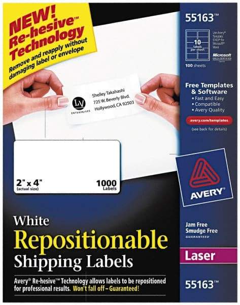 AVERY - 2" Wide x 4" Long, White Paper Shipping Label - For Laser Printers - Caliber Tooling