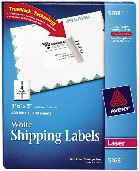 AVERY - 5" Long, White Paper Shipping Label - For Laser Printers - Caliber Tooling