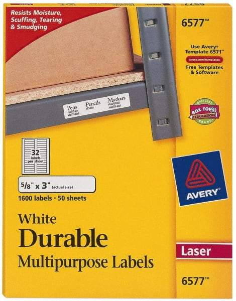 AVERY - 3" Long, White Paper Name Badge Labels - For Laser Printers - Caliber Tooling