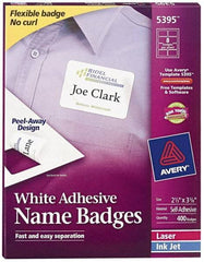 AVERY - 3-3/8" Long, White Paper Name Badge Labels - For Laser/Inkjet Printers - Caliber Tooling