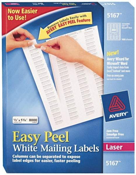 AVERY - 1-3/4" Long, White Paper Return Address Label - For Laser Printers - Caliber Tooling