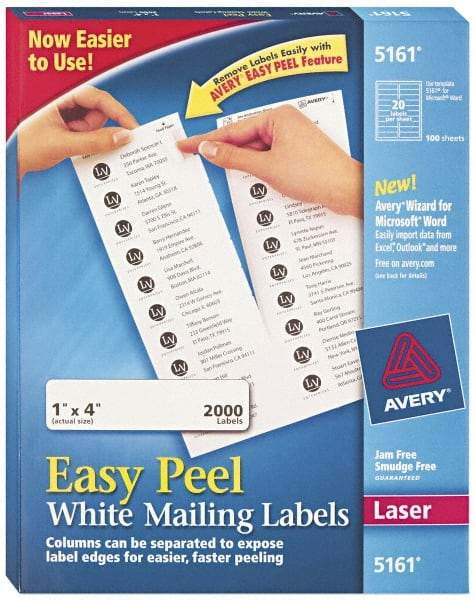 AVERY - 1" Wide x 4" Long, White Paper Shipping Label - For Laser Printers - Caliber Tooling