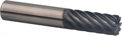 Corner Radius End Mill: 5/8″ Dia, 1-5/8″ LOC, 0.03″ Radius, 9 Flutes, Solid Carbide 3-1/2″ OAL, 5/8″ Shank Dia, 35 ° Helix, AlTiN Coated, Corner Radius End, Centercutting, Series 66CR