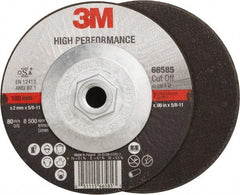 3M - 36 Grit, 7" Wheel Diam, Type 27 Depressed Center Wheel - Ceramic, Resinoid Bond, R Hardness, 8,500 Max RPM - Caliber Tooling