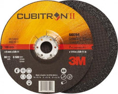 3M - 36 Grit, 7" Wheel Diam, 1/4" Wheel Thickness, Type 27 Depressed Center Wheel - Ceramic, Resinoid Bond, 8,500 Max RPM, Compatible with Angle Grinder - Caliber Tooling