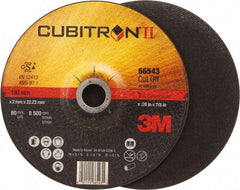 3M - 60 Grit, 7" Wheel Diam, 7/8" Arbor Hole, Type 27 Depressed Center Wheel - Ceramic, Resinoid Bond, S Hardness, 8,500 Max RPM - Caliber Tooling