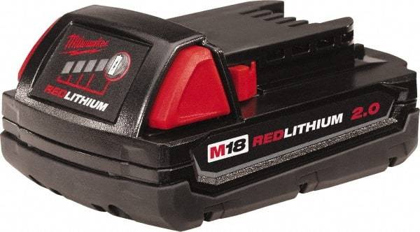 Milwaukee Tool - 18 Volt Lithium-Ion Power Tool Battery - 2 Ahr Capacity, 45 min Charge Time, Series M18 RED - Caliber Tooling