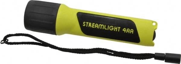 Streamlight - Xenon Bulb, 34 Lumens, Industrial/Tactical Flashlight - Black, Yellow Plastic Body, 4 AA Alkaline Batteries Included - Caliber Tooling