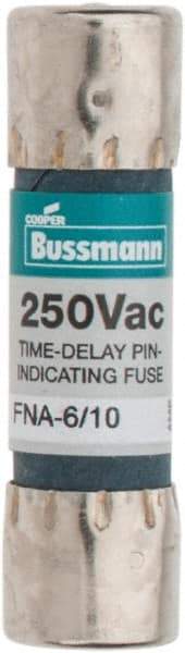 Cooper Bussmann - 250 VAC, 0.6 Amp, Time Delay Pin Indicator Fuse - Fuse Holder Mount, 1-1/2" OAL, 10 at 125 V kA Rating, 13/32" Diam - Caliber Tooling