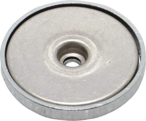 Mag-Mate - 1.24" Diam, 3/16" Cup Height, 3/16" Overall Height, 35 Lb Average Pull Force, 35 Lb Max Pull Force, Neodymium Rare Earth Cup Magnet - Through Hole Style, 1/8" Cup ID, 1/4" Magnet ID, Galvanized - Caliber Tooling