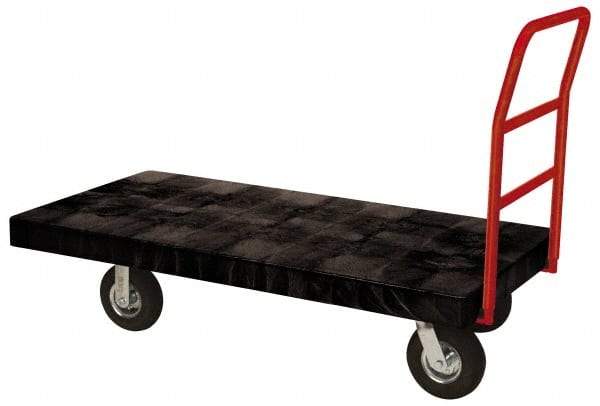 Rubbermaid - 1,200 Lb Capacity Structural Foam/Steel Platform Truck - Structural Foam Deck, 24" OAW, Rubber Casters - Caliber Tooling