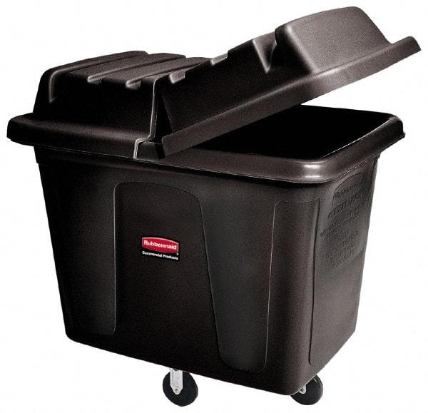 Rubbermaid - 500 Lb Load Capacity, 16 Cu Ft, Polyethylene Cube Truck - 31" Wide x 43-3/4" Long x 37" High, Black - Caliber Tooling