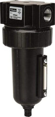 Parker - 1/2" Port, 7.67" High x 3.24" Wide Standard Filter with Metal Bowl, Manual Drain - 130 SCFM, 250 Max psi, 175°F Max Temp, Sight Glass Included, Modular Connection, 7.2 oz Bowl Capacity - Caliber Tooling