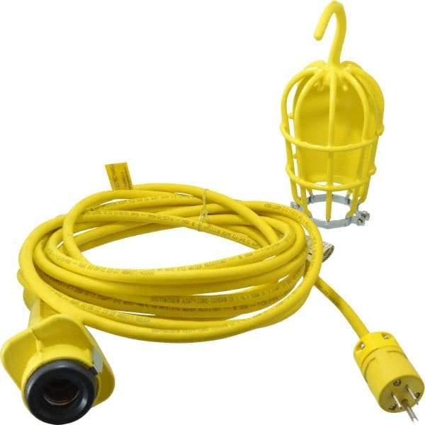 Woodhead Electrical - 240 Volt, 100 Watt, Electric, Incandescent Portable Handheld Work Light - 25' Cord, 1 Head, 1,000 Lumens, Zinc-Plated Steel, 101.6mm Wide x 374.65mm High - Caliber Tooling