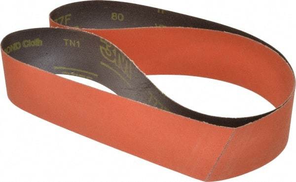 3M - 2-1/2" Wide x 60" OAL, 80 Grit, Ceramic Abrasive Belt - Ceramic, Medium, Coated, YF Weighted Cloth Backing, Wet/Dry, Series 777F - Caliber Tooling