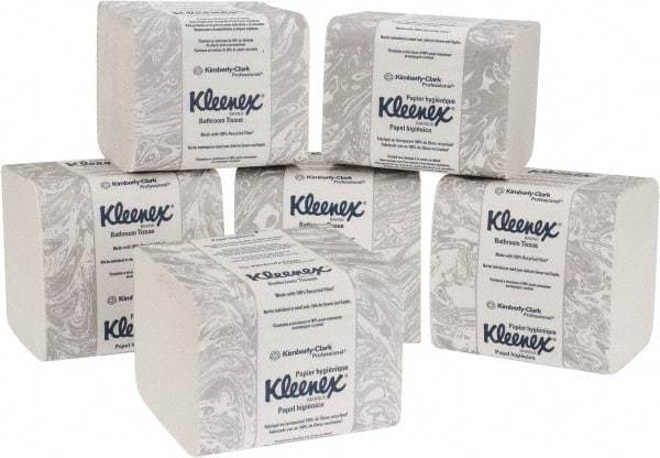 Kleenex - 4-1/2" Sheet Width, Single Sheet Pack Toilet Tissue - 250 Sheets per Roll, 2 Ply, White, Recycled Fiber - Caliber Tooling