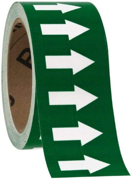 NMC - Pipe Marker with No Legend and Arrow Graphic - 10 to 10" Pipe Outside Diam, White on Green - Caliber Tooling