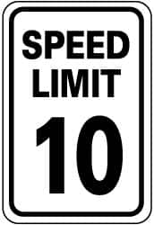 NMC - "Speed Limit 10", 18" Wide x 24" High, Aluminum Speed Limit Signs - 0.08" Thick, Black on White, Engineer Grade Reflectivity, Rectangle, Post Mount - Caliber Tooling