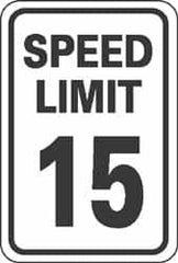 NMC - "Speed Limit 15", 18" Wide x 24" High, Aluminum Speed Limit Signs - 0.08" Thick, Black on White, Engineer Grade Reflectivity, Rectangle, Post Mount - Caliber Tooling