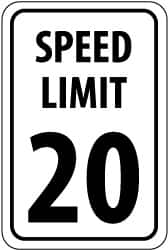 NMC - "Speed Limit 20", 12" Wide x 18" High, Aluminum Speed Limit Signs - 0.04" Thick, Black on White, Rectangle, Wall Mount - Caliber Tooling