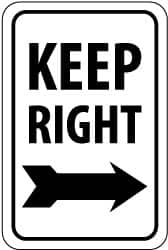 NMC - "Keep Right", "Right Arrow", 12" Wide x 18" High, Aluminum Parking Lot Traffic Signs - 0.04" Thick, Black on White, Rectangle, Wall Mount - Caliber Tooling