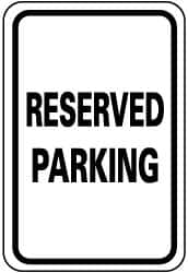 NMC - "Reserved Parking", 12" Wide x 18" High, Aluminum Reserved Parking Signs - 0.08" Thick, Black on White, Engineer Grade Reflectivity, Rectangle, Post Mount - Caliber Tooling