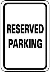 NMC - "Reserved Parking", 12" Wide x 18" High, Aluminum Reserved Parking Signs - 0.08" Thick, Black on White, Engineer Grade Reflectivity, Rectangle, Post Mount - Caliber Tooling