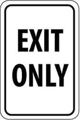 NMC - "EXIT ONLY", 12" Wide x 18" High, Aluminum Parking Lot Traffic Signs - 0.08" Thick, Black on White, Engineer Grade Reflectivity, Rectangle, Post Mount - Caliber Tooling