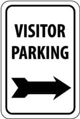 NMC - "Visitor Parking", "Right Arrow", 12" Wide x 18" High, Aluminum Parking Lot Traffic Signs - 0.04" Thick, Black on White, Rectangle, Wall Mount - Caliber Tooling